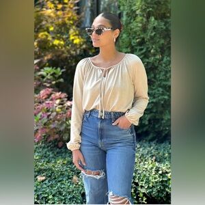 Miik Mitchell Modal Tie Front Long Sleeve Top size large